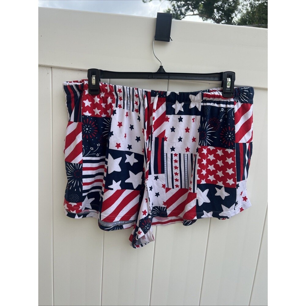 Women's 4th of July American Flag Elastic Waist Shorts Size 2X